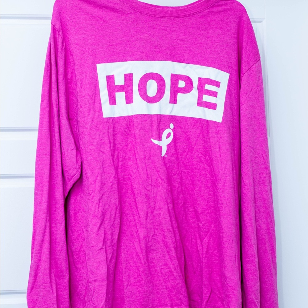 Pink Long Sleeve Tee with Hope Graphic